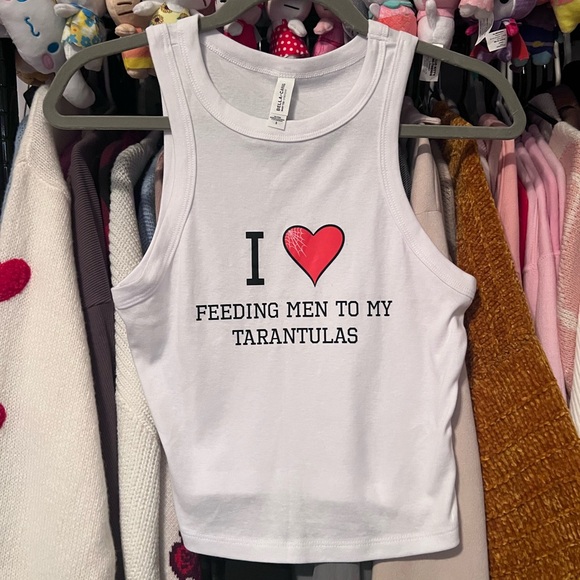 circusfr0wn Tops - White Cropped Graphic Tank